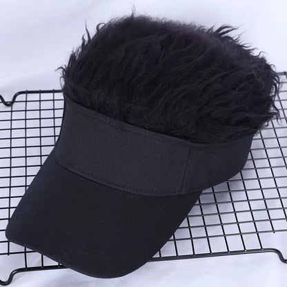 Golf Baseball Cap with Fake Flair Hair Cap Sun Visor Fun Toupee Hats Mens Womens Spiked Hairs Wig Hat