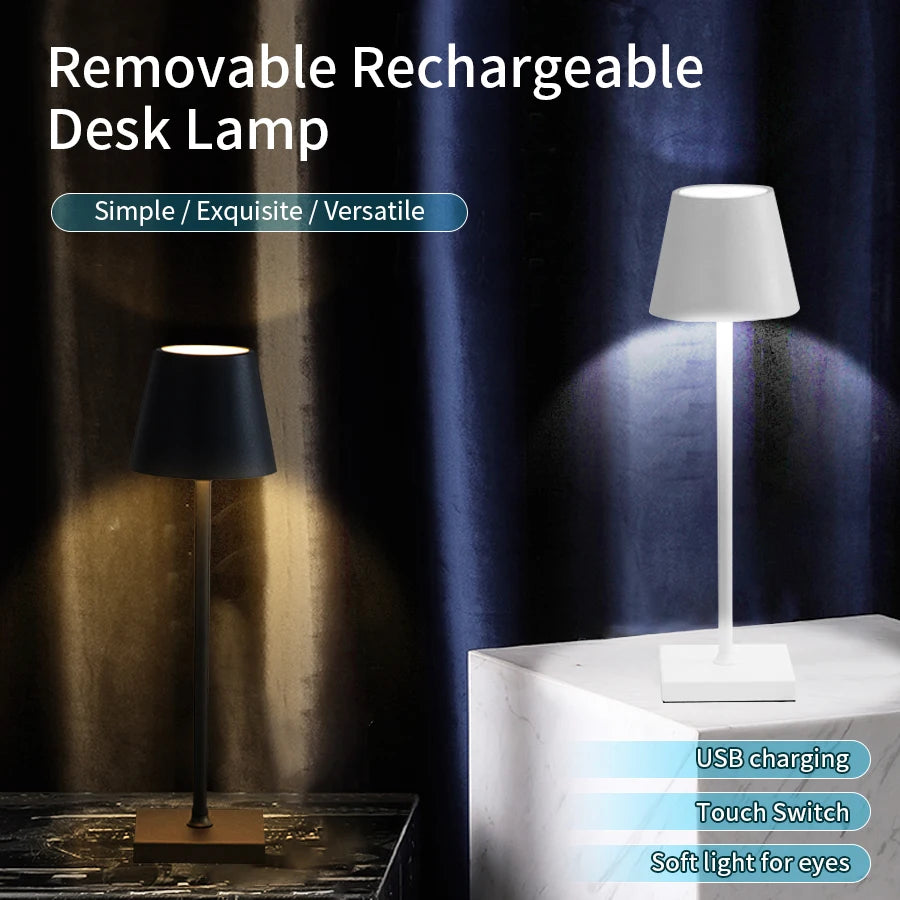 LED Desk Lamp Usb Rechargeable Table Lamp Bar Restaurant Ambiance Wireless Touch Lamps Waterproof Led Lights for Hotel Bedroom