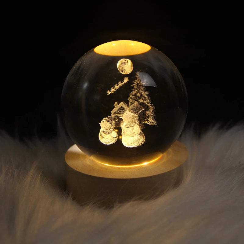 USB LED Night Light Galaxy Crystal Ball Table Lamp 3D Planet Moon Lamp Bedroom Home Decor for Kids Party Children Birthday Gifts