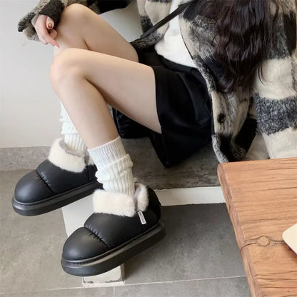 Cute Warm Ankle Boots Winter Women'S Bow Warmth Plush Bow Cotton Shoes 2024 New Waterproof down Cloth Short Barrel Snow Boots