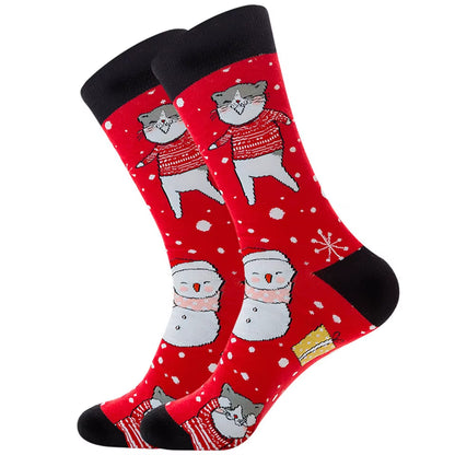 New Men Christmas Socks Autumn Winter New Year Sox Santa Claus Socks Men Christmas Tree Snow Elk Gift Happy Socks Big Size39-46