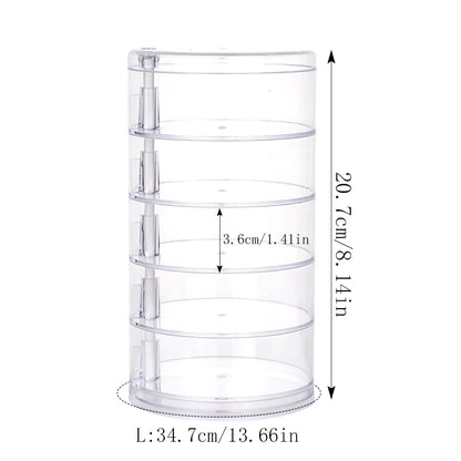 Rotating Jewelry Storage Box Makeup Storage Rack Bracelet Earring round Plastic Organizer Boxes Holder Display Rack with Cover