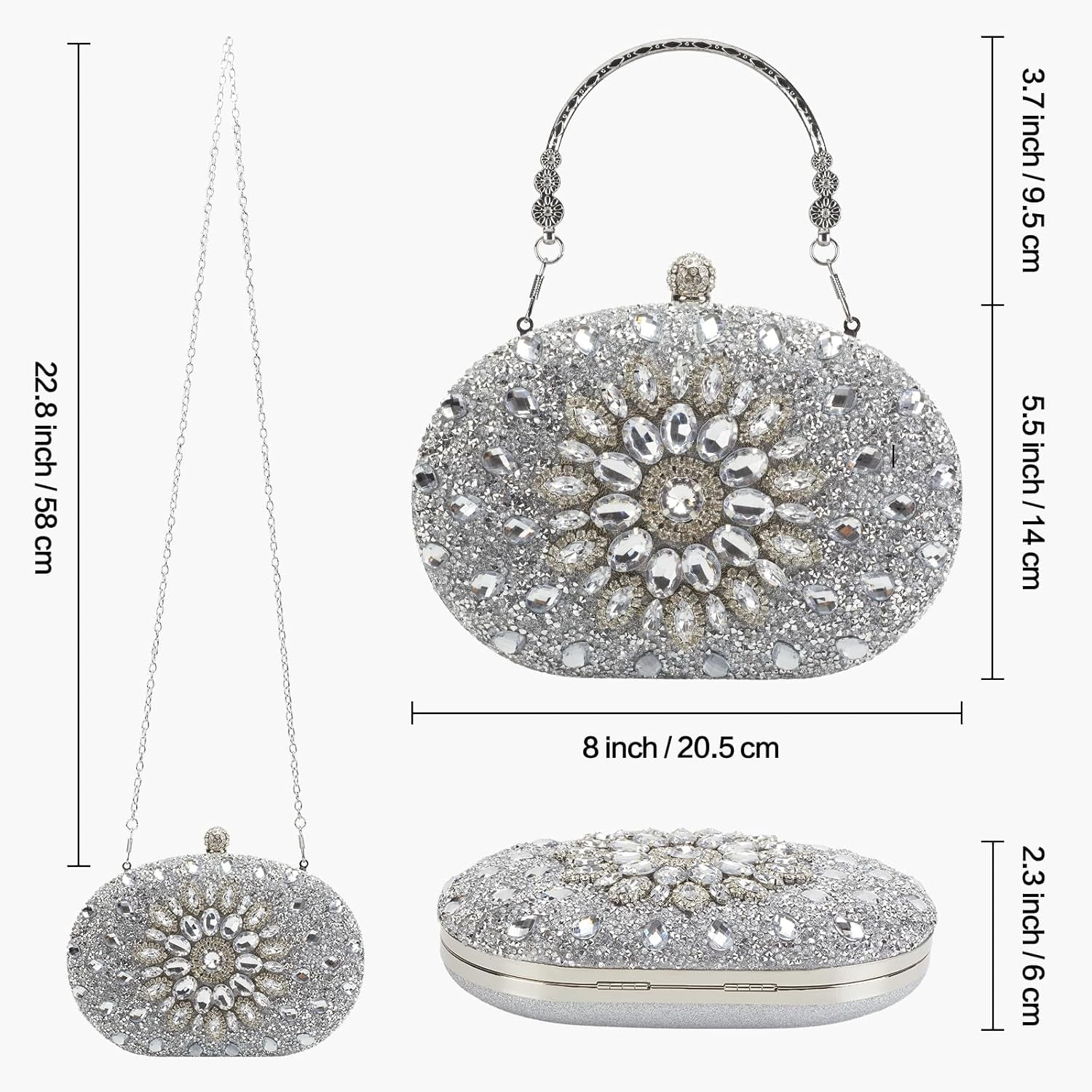 Rhinestone Evening Clutch Purses for Women Evening Weddings,Party Purses Crystal Diamond Glitter Sparkly Handbag