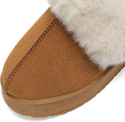 Women'S Fuzzy Platform Slippers for Women Fluffy Memory Foam Slippers Cozy Warm Slip on Slippers Indoor and Outdoor