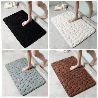 Cobblestone Embossed Bathroom Bath Mat Non-Slip Carpets in Wash Basin Bathtub Side Shower Room Floor Rug Doormat Memory Foam Pad