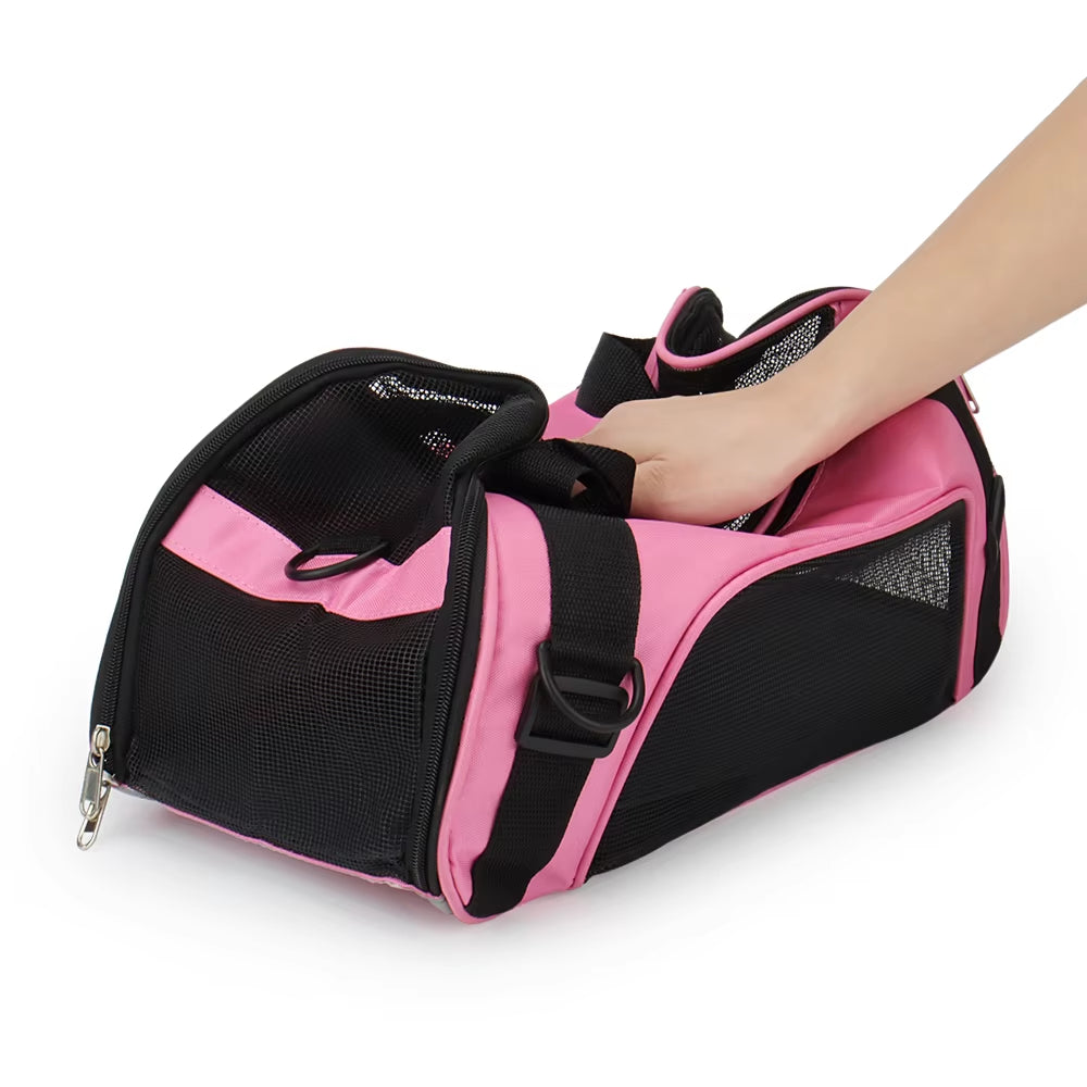 Soft-Sided Carrying Portable Pet Bag Pink Dog Carrier Bags Blue Cat Travel Breathable Handbag