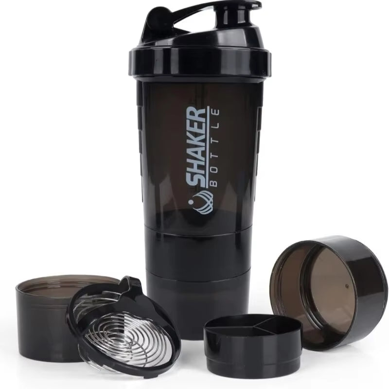 Protein Shaker Bottle Leak Proof Bottle for Protein Mixes 3 Layer Twist off Shaker Cup Sports Shaker Bottle for Protein Powder