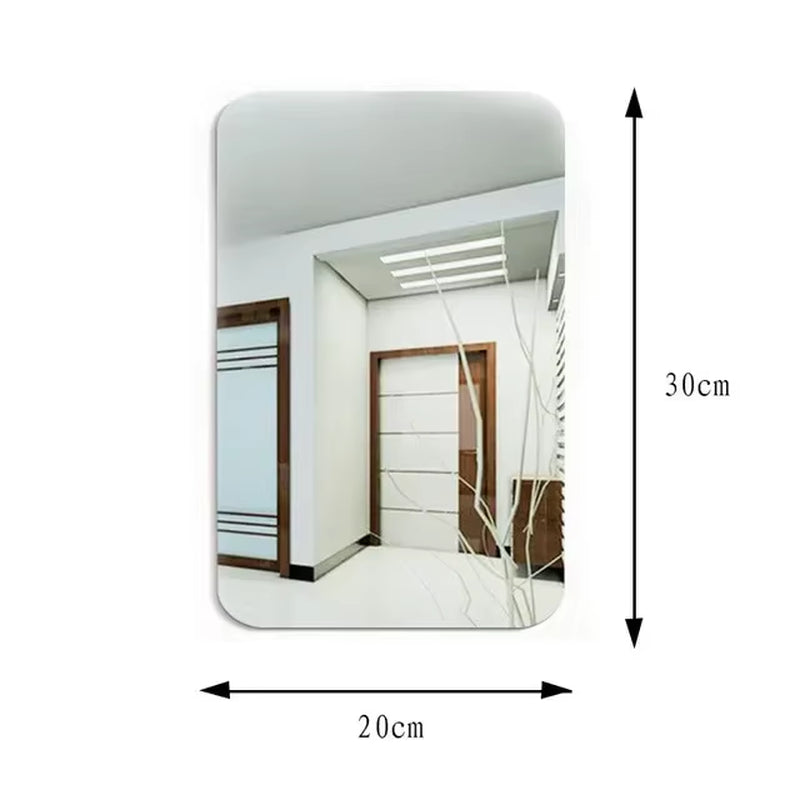 HD anti Fog Wall Mirror Sticker DIY Full Length Mirror Tiles Self Adhesive Shatterproof Non Glass Safety Mirror Sheets 2MM Thick