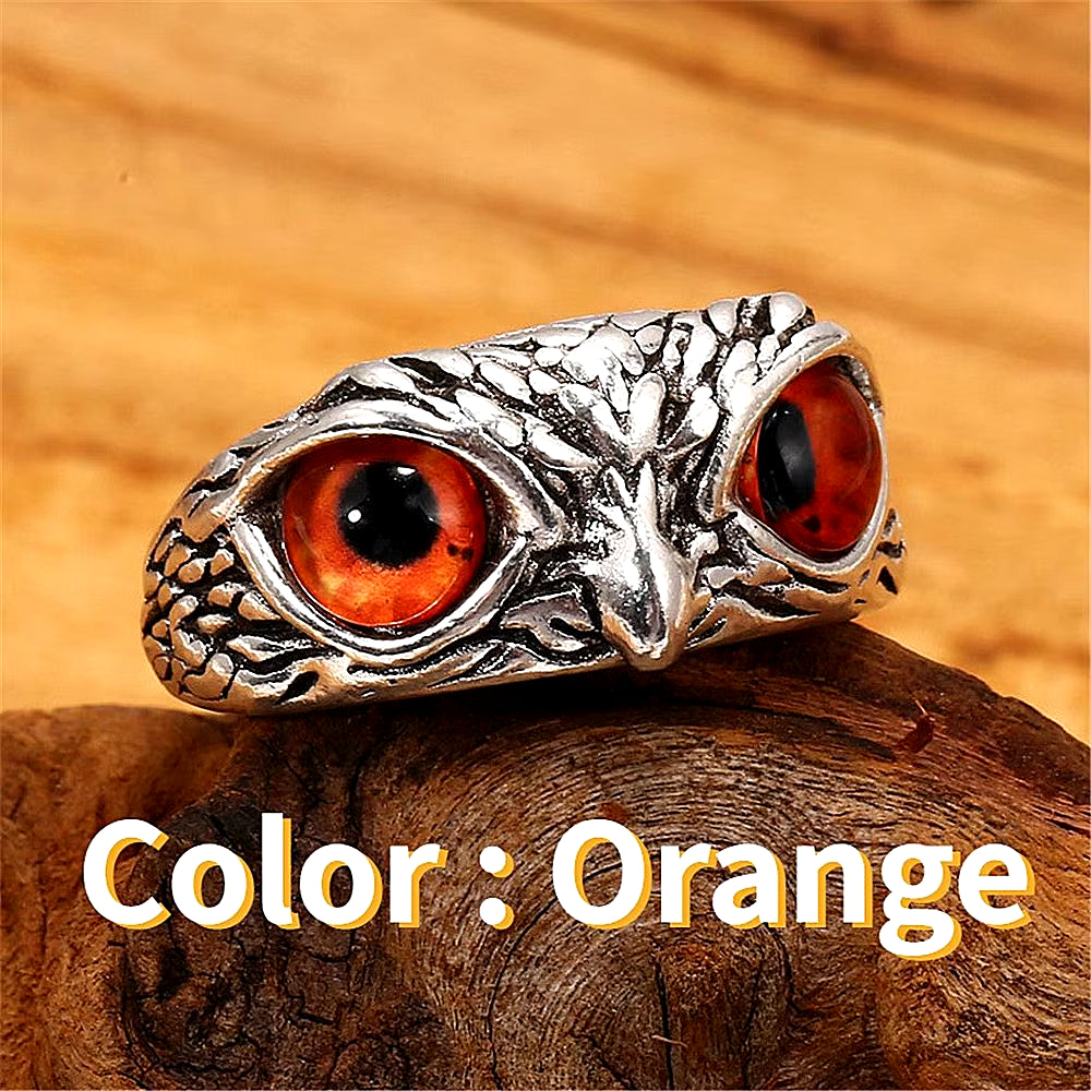 Fashion Charm Vintage Owl Ring for Men Women Cute Animals Owl Youth Gothic Rings Adjustable Colorful Cat Eye Rings Jewelry Gifts