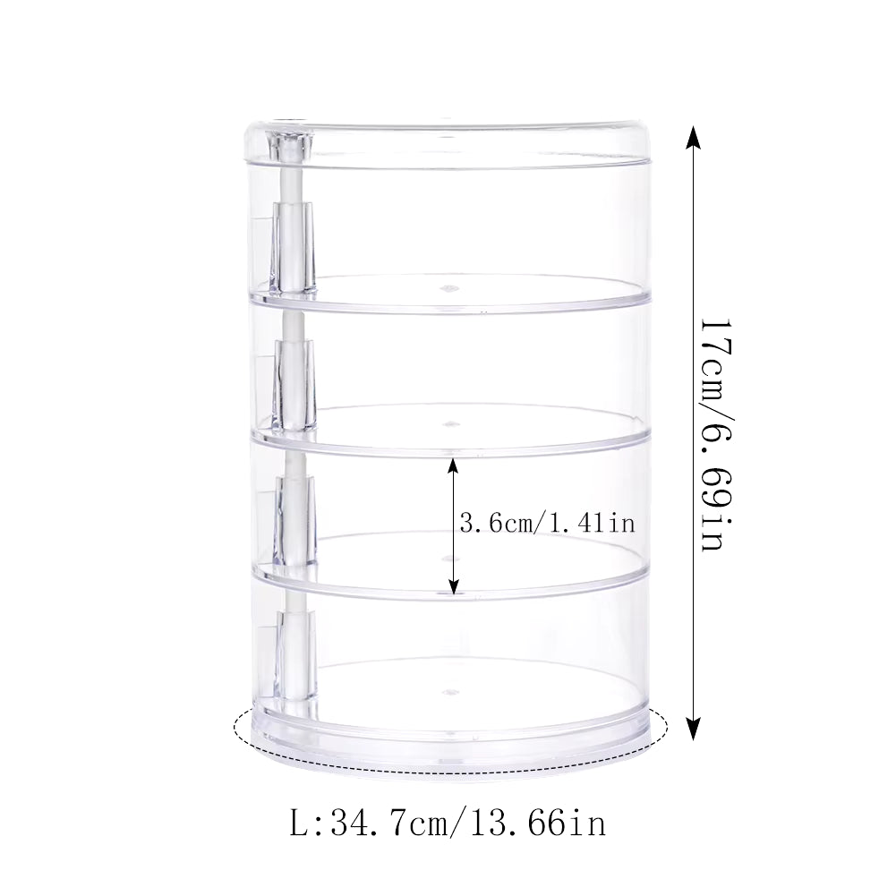 Rotating Jewelry Storage Box Makeup Storage Rack Bracelet Earring round Plastic Organizer Boxes Holder Display Rack with Cover