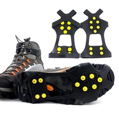 1 Pair 10 Studs Anti-Skid Ice Gripper Spike Winter Climbing Anti-Slip Snow Spikes Grips Cleats over Shoes Covers