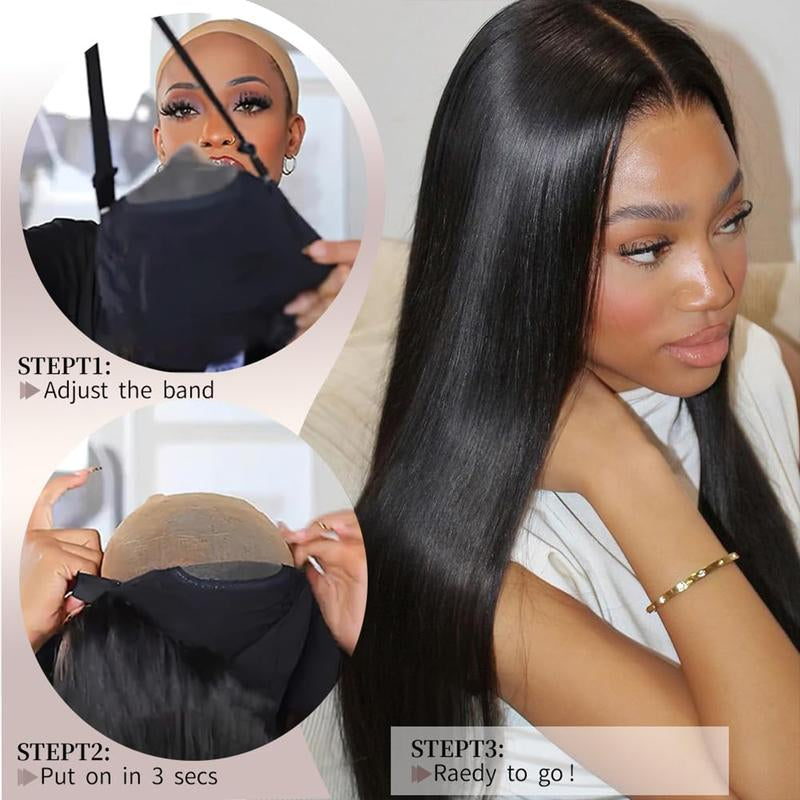 QUEEN STORY 6X5 Glueless Wig Brazilian Human Hair 13X4 Straight Lace Front Wig Human Hair 200% Density HD Transparent Full Lace Frontal Wg