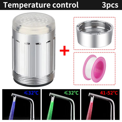 Hot LED Temperature Sensitive Faucet Water Saving Kitchen Bathroom Sensor 7 Color Change Faucet Aerator Tap Nozzle Shower