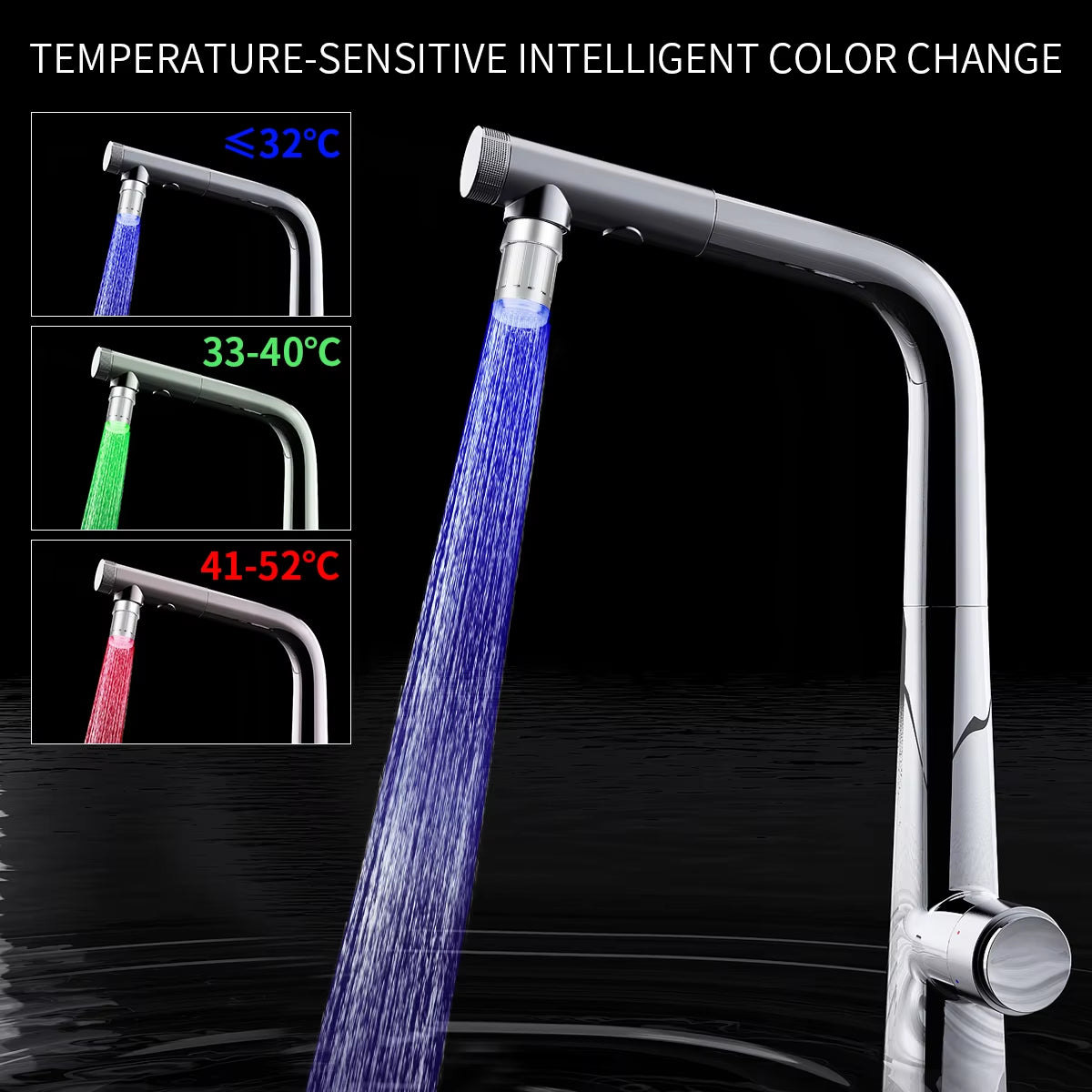 Hot LED Temperature Sensitive Faucet Water Saving Kitchen Bathroom Sensor 7 Color Change Faucet Aerator Tap Nozzle Shower