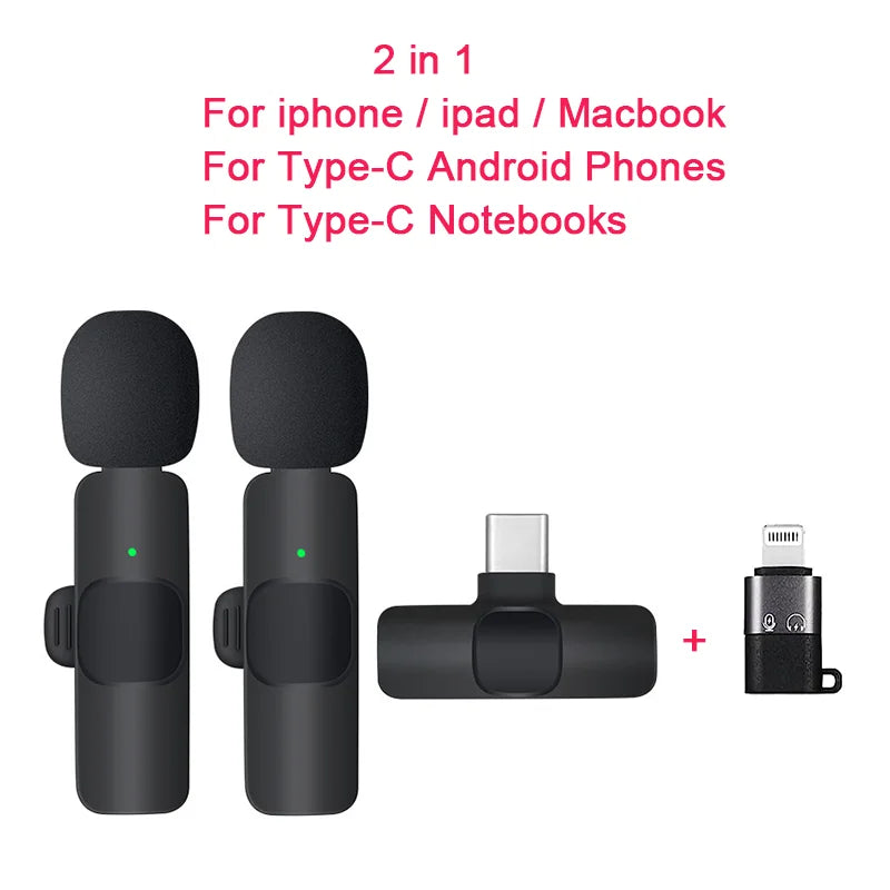 Mini Portable Wireless Tie Microphone Lavalier Microphone for Iphone Android Interview Recording Live Vlog Broadcast Gaming Mic