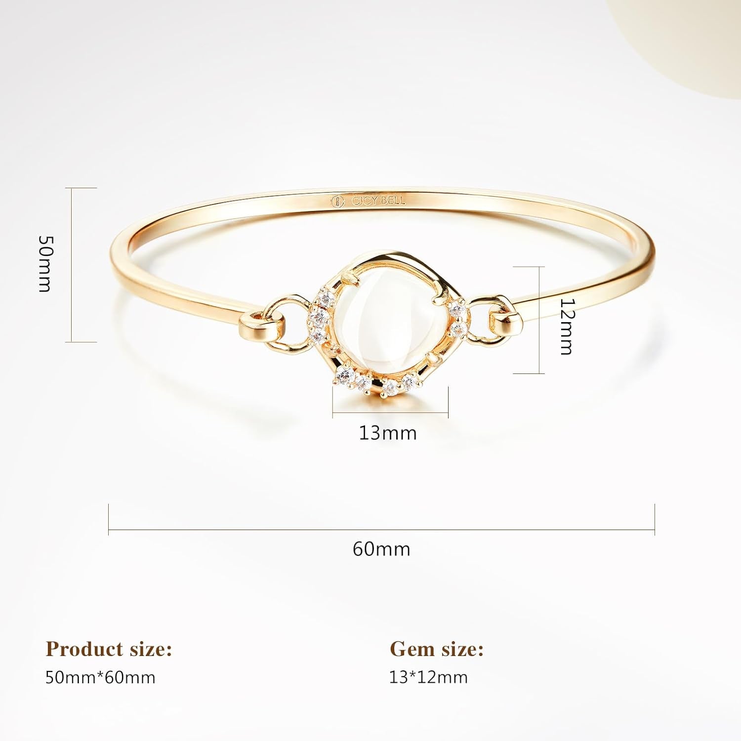 Womens Gemstone Bangle Bracelets 18K Gold Plated 2.8Mm Zircon Crystal Bracelet Jewelry Gift for Her