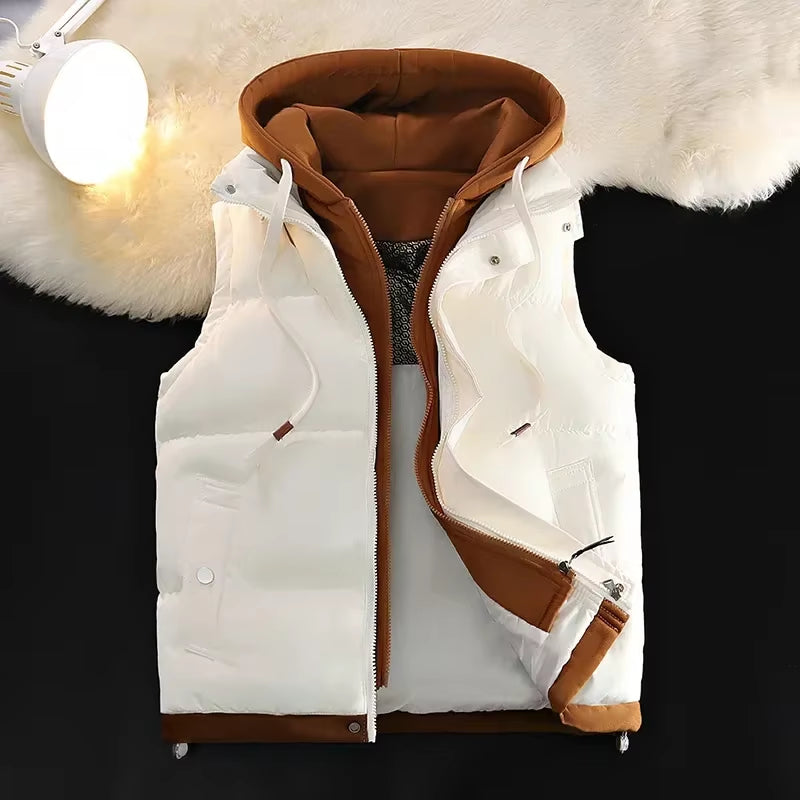 Down Cotton Vest Men Autumn Winter Middle School Students Loose Fashion Vests Man Thickened Waistcoat Cotton-Padded Jacket Male