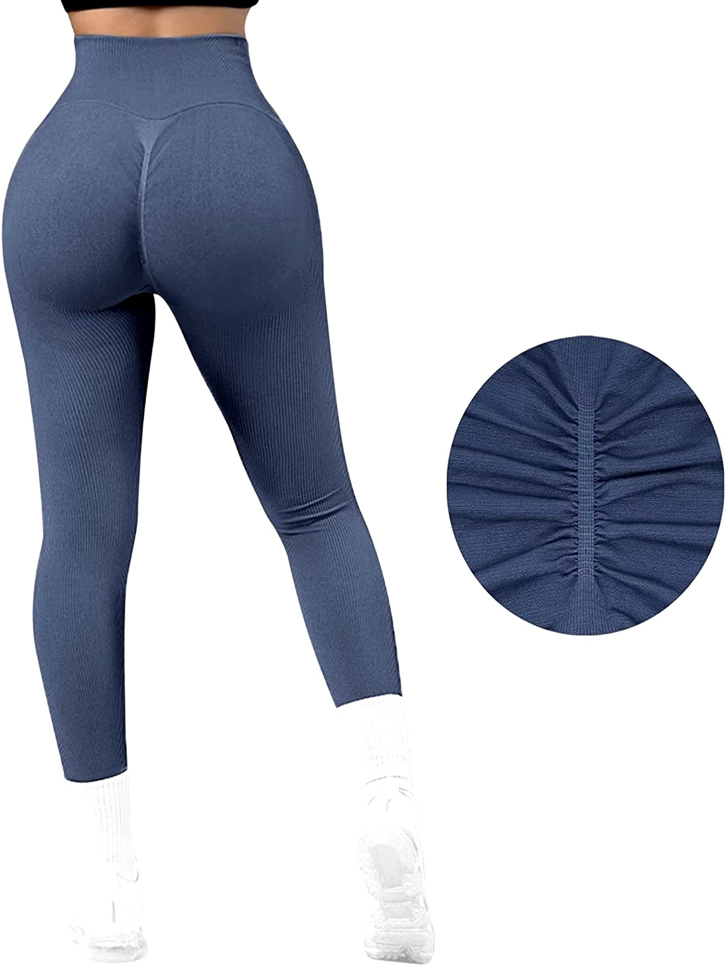 Ribbed Leggings Women Seamless High Waist Sexy Push up Butt Yoga Pants Gym Fitness Legging Tummy Control Workout Running Tights