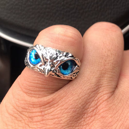 Fashion Charm Vintage Owl Ring for Men Women Cute Animals Owl Youth Gothic Rings Adjustable Colorful Cat Eye Rings Jewelry Gifts