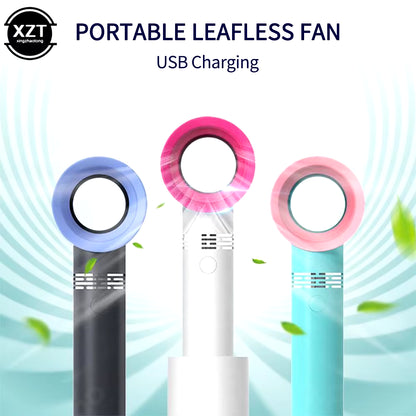 Portable Bladeless Fan USB Rechargeable Handheld Mini No Leaf Ultra-Quiet Fans Air Cooler Fans for Desktop Travel Outdoor Office