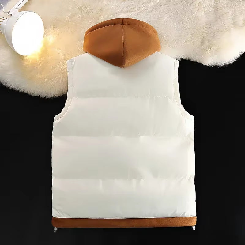 Down Cotton Vest Men Autumn Winter Middle School Students Loose Fashion Vests Man Thickened Waistcoat Cotton-Padded Jacket Male