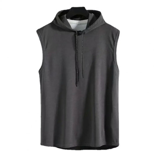 Ice Silk Summer Muscle Hoodie Vest Sleeveless Bodybuilding Gym Workout Fitness Shirt High Quality Vest Hip Hop Sweatshirt Tops