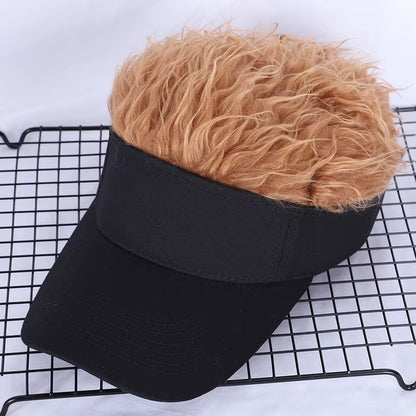 Golf Baseball Cap with Fake Flair Hair Cap Sun Visor Fun Toupee Hats Mens Womens Spiked Hairs Wig Hat