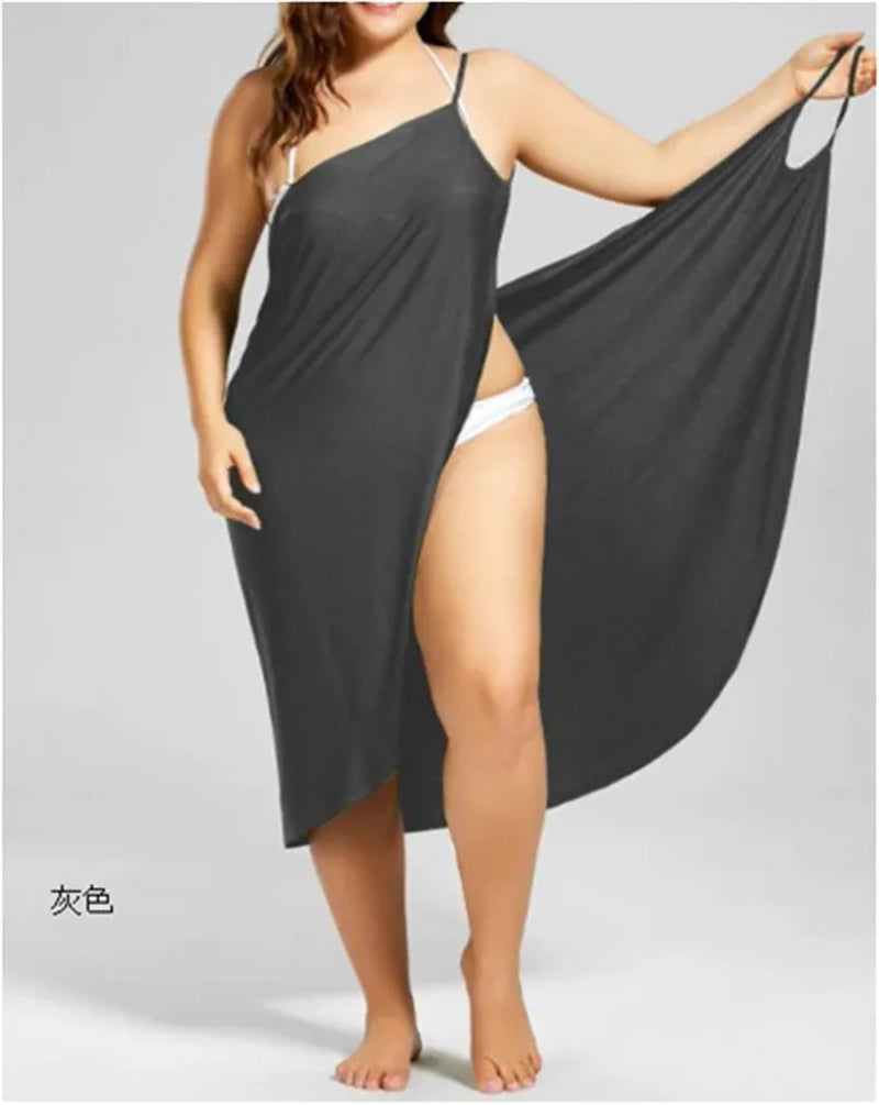 Summer Beach Sexy Women Solid Color Wrap Dress Sun Protection Bikini Cover up Sarongs Female Bathing Suit Swimwears