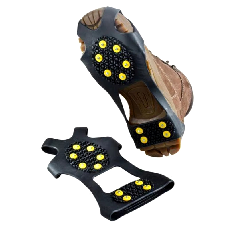 1 Pair 10 Studs Anti-Skid Ice Gripper Spike Winter Climbing Anti-Slip Snow Spikes Grips Cleats over Shoes Covers