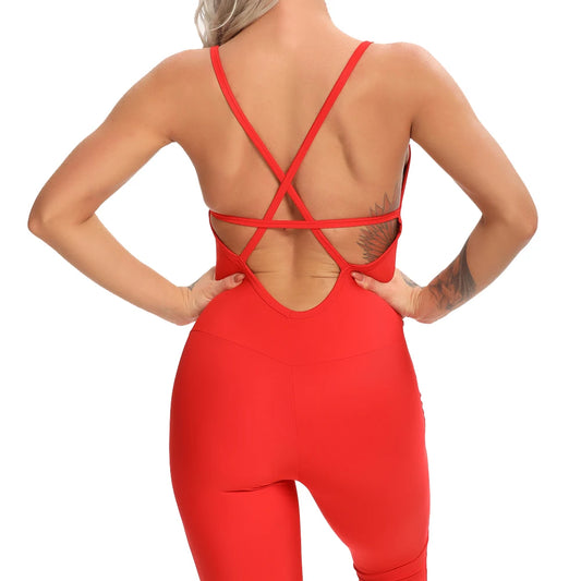 Women Yoga Jumpsuit Backless Workout Catsuit Bodysuit Sleeveless Gym Bodycon Romper Sportswear Fitness Yoga Suit Sexy Sport Set