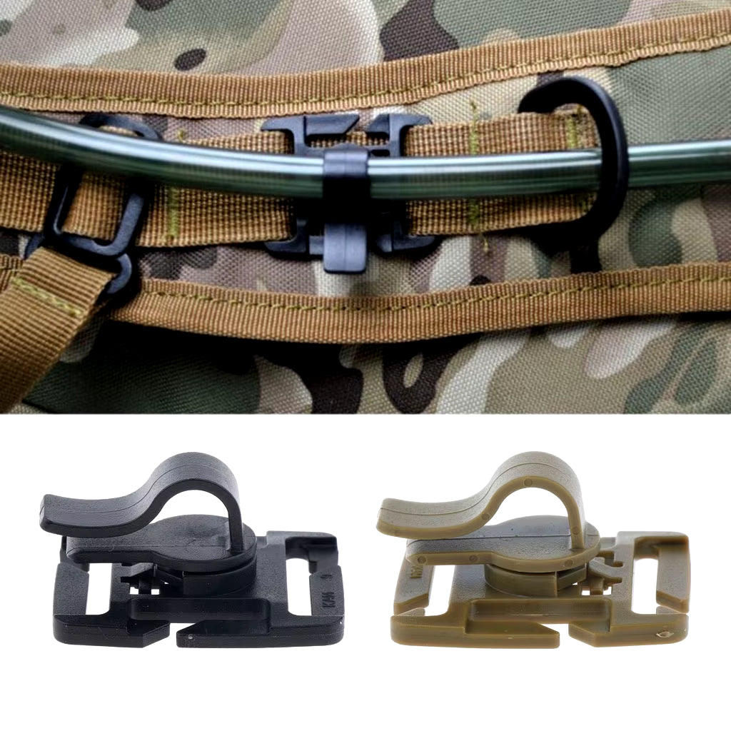 Outdoor Hydration Pack Water Bladder Drinking Tube MOLLE Webbing Clip Holder Plastic Dia. 8-10 Mm