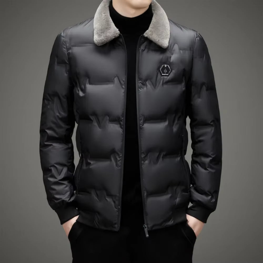 2024 HOT SALE Men'S Thickened Cotton Jacket Velvet Collar Short Cotton Jacket with Windproof and Warm Design Parkas Coats