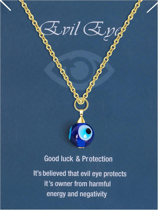 Evil Eye Necklace Sun Pendant Turkish Blue Eye Protection Lucky Necklaces Jewelry Gifts for Men Women (Sun) - Silver