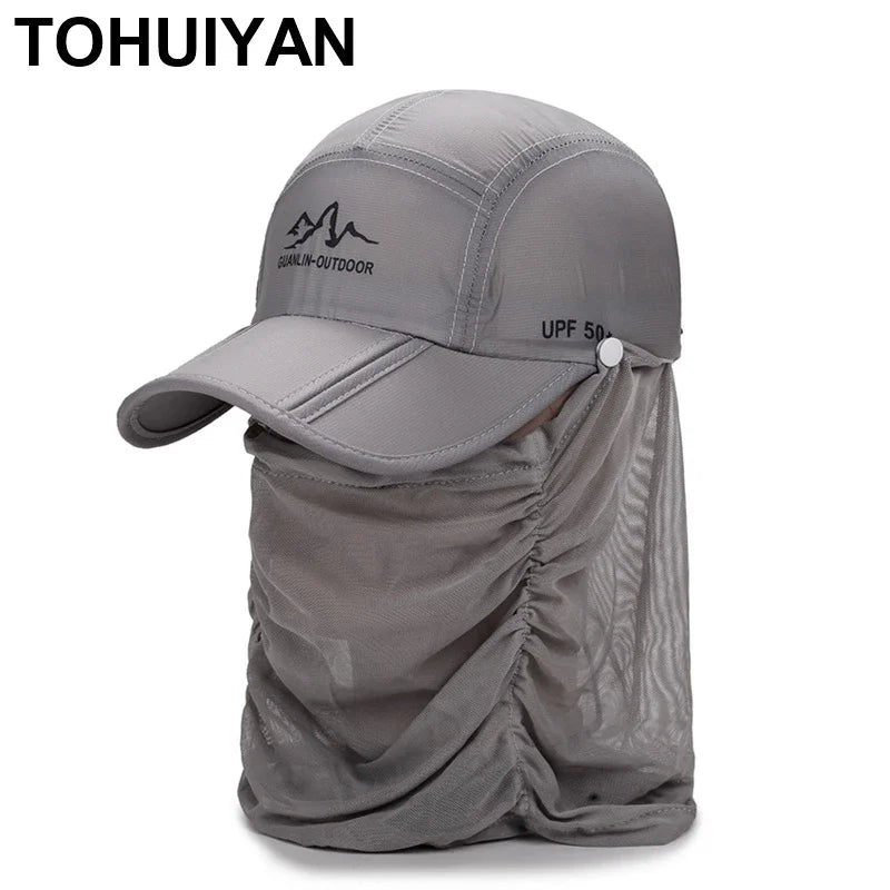 New Foldable Baseball Caps for Men Women Summer UV Protection Sun Cap Face Neck Cover Hiking Hat Outdoor Sport Fishing Hats