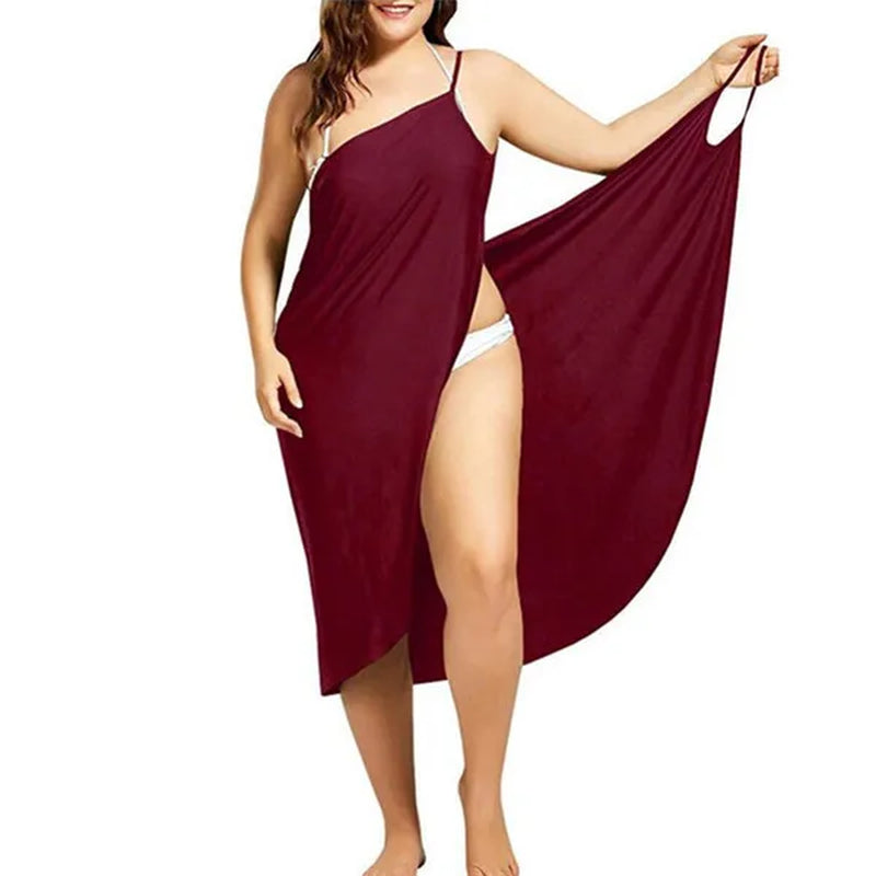 Summer Beach Sexy Women Solid Color Wrap Dress Sun Protection Bikini Cover up Sarongs Female Bathing Suit Swimwears