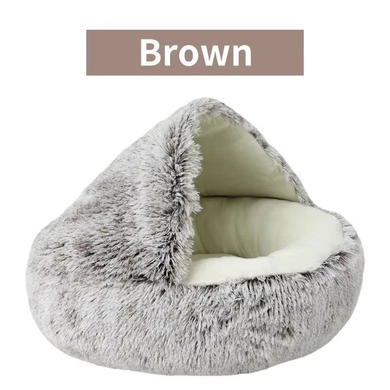 Winter Plush Pet Cat Bed round Cat Cushion Cat House 2 in 1 Warm Cats Basket Pet Sleep Bag Kitten Nest Kennel for Small Dog Cats