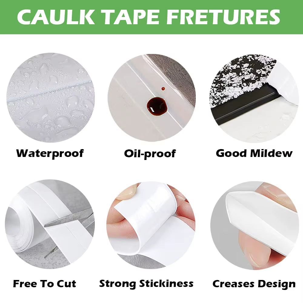 Bathroom Sealing Tape Self-Adhesive Oil-Proof Kitchen Sink Caulk Seal Strip PVC Waterproof Shower Wall Sticker for Toilet Corner