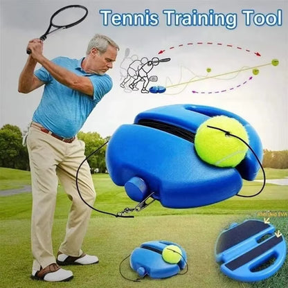 Heavy Duty Tennis Training Aids Base with Elastic Rope Ball Practice Self-Duty Rebound Tennis Trainer Partner Sparring Device