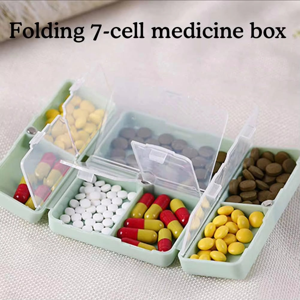 Magnetic Pill Case Pill Organizer Foldable 7 Day Pill Organizer Daily Pill Box Organizer with 7 Compartments Portable for Office