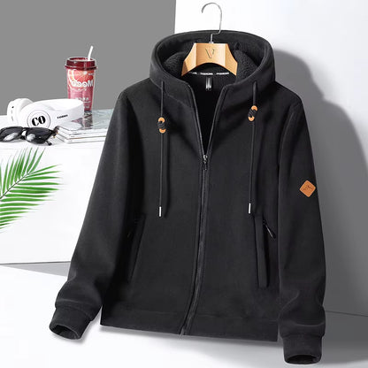 Winter Warm Cashmere Jacket Men'S High-End Fleece-Lined Thickened Hoodie Coat Casual Women'S Outdoor Camping Cold-Proof Jacket