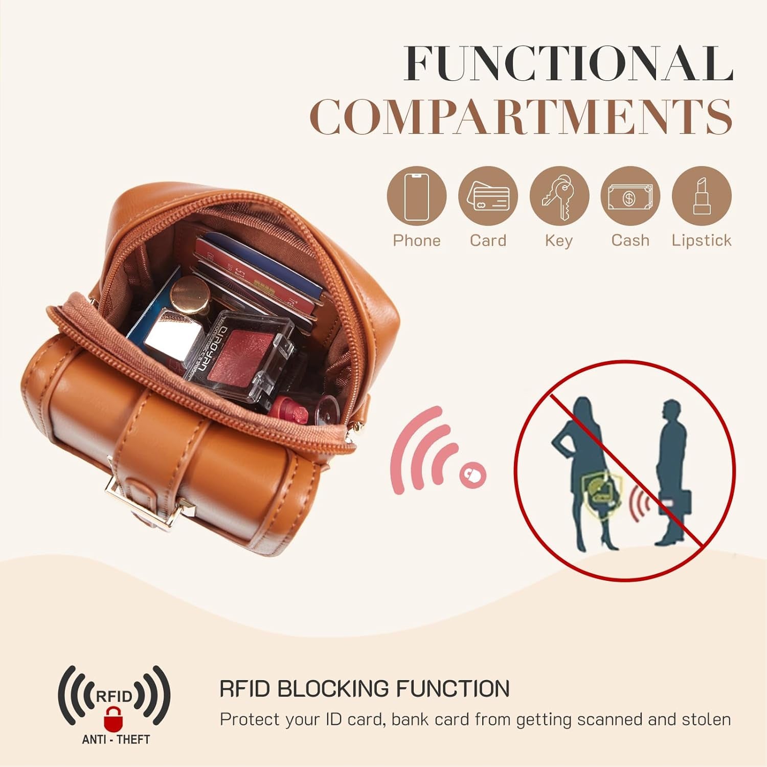 Small Crossbody Bags for Women Vegan Leather Cell Phone Purses Trendy RFID Wallet Purses with Adjustable Strap