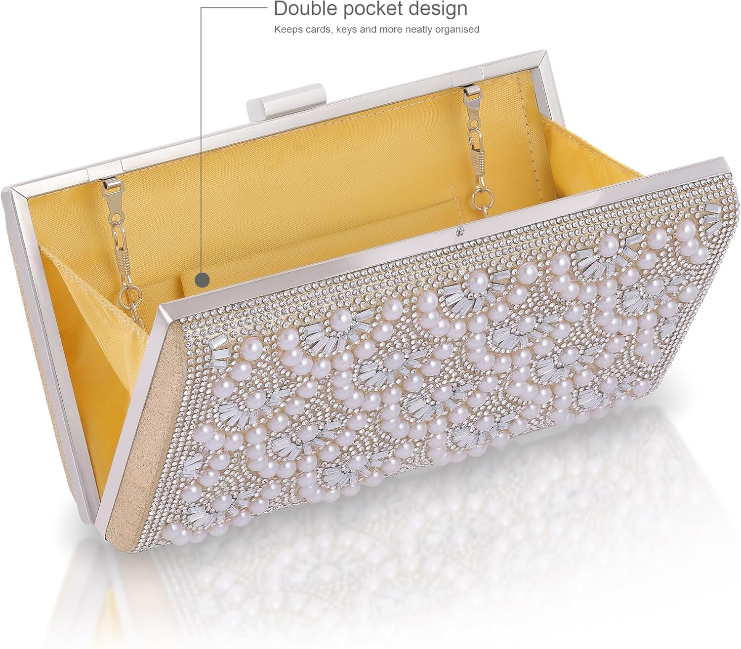 Evening Clutch Pearl Purse for Women, Party Clutches Bag Wedding Formal Handbags