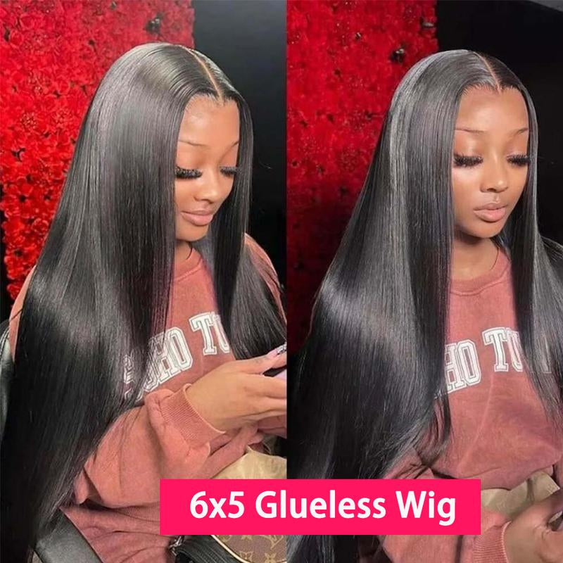 QUEEN STORY 6X5 Glueless Wig Brazilian Human Hair 13X4 Straight Lace Front Wig Human Hair 200% Density HD Transparent Full Lace Frontal Wg