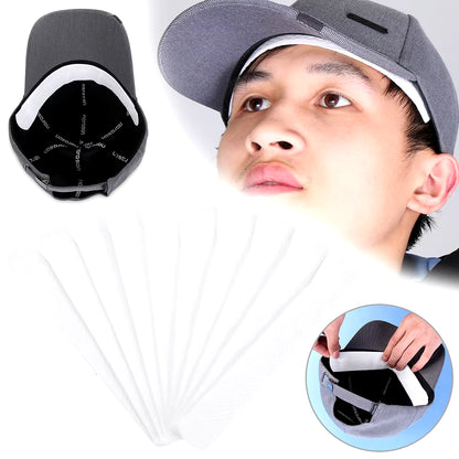 10Pcs Disposable Hat anti Sweat Pads Invisible Anti-Dirty Sweat Baseball Cap Absorbing Sweat Stickers Strip Cap Stick Liner Pads