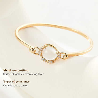 Womens Gemstone Bangle Bracelets 18K Gold Plated 2.8Mm Zircon Crystal Bracelet Jewelry Gift for Her