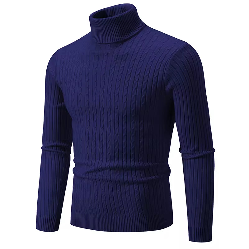 New Men'S High Neck Sweater Solid Color Pullover Knitted Warm Casual Turtleneck Sweatwear Woolen Mens Winter Outdoor Tops