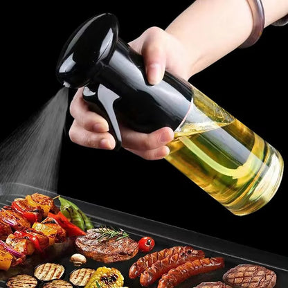 1Pc Black Transparent Kitchen Oil Bottle Cooking Oil Spray Olive Oil Bottle Fitness Barbecue Spray Oil Dispenser