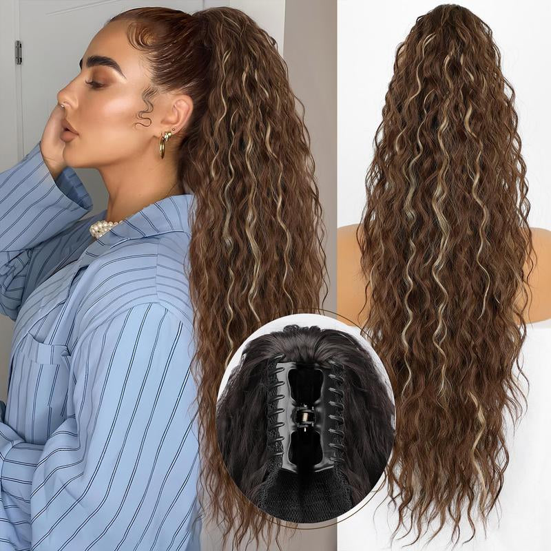 【Blackfriday】Claw Long Wavy Ponytail Extension 30" Curly Pony Tail Clip in Hair Extensions for Women Fluffy Natural Looking Synthetic Hairpiece for Daily Use Quick Installation