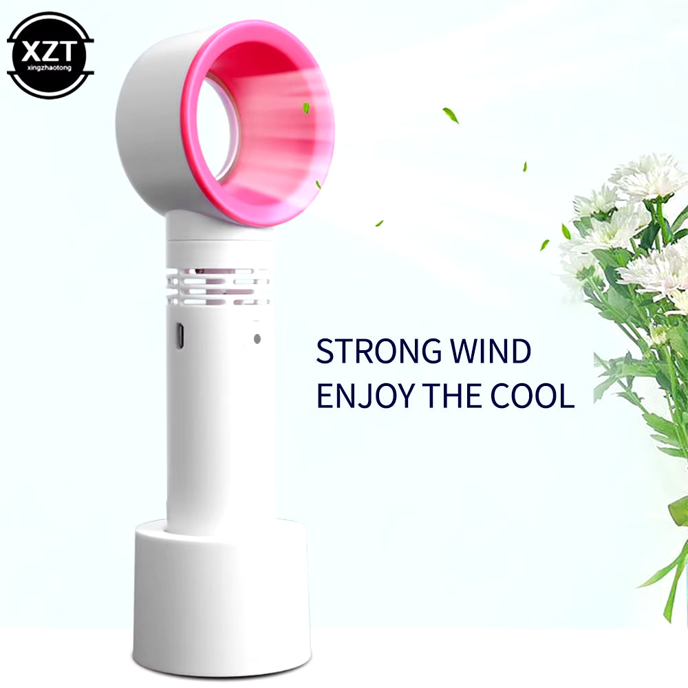 Portable Bladeless Fan USB Rechargeable Handheld Mini No Leaf Ultra-Quiet Fans Air Cooler Fans for Desktop Travel Outdoor Office