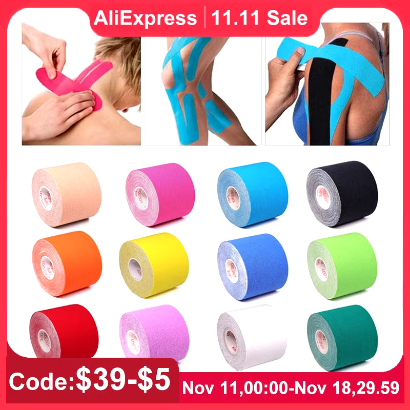 5 Size Kinesiology Tape Athletic Elastoplast Sport Recovery Strapping Gym Waterproof Tennis Muscle Pain Relief Bandage